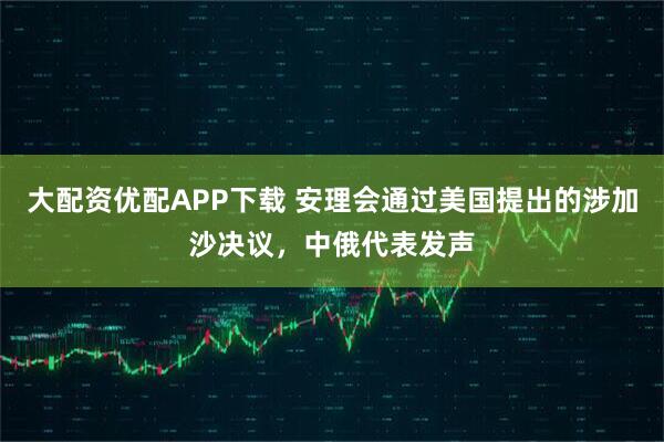 大配资优配APP下载 安理会通过美国提出的涉加沙决议，中俄代表发声
