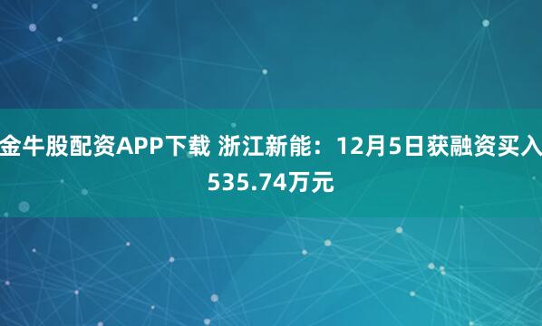 金牛股配资APP下载 浙江新能：12月5日获融资买入535.74万元
